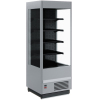 Стеллаж холодильный, пристенный, L0.60м, 4 полки, 0/+7С, дин.охл., серый+черный, фронт открытый, боковины стекло, подсветка